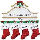 Personalized White Mantle Family Of 2-3-4-5-6 Christmas Tree Ornament Gift