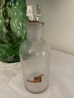 Antique Apothecary Jar Glass Bottle    wt   Co H    5 5  Tall W Glass Stopper Top