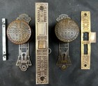 Sargent Arcadian Passage Set Door Knobs  Plates  Lock 1880   s Eastlake Victorian