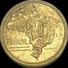 1943 Brazil 1 Cruzeiro Coin Km 558 Lot C4-423 Brasil Map