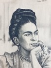 Frida Kahlo  handmade    Paper Drawing Signed And Stamped