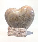    hand Carved Mottled Soapstone Heart Sculpture Natural Stone Base Shelf Decor