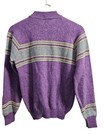Vtg 70s Nos Prego Ii Womens Large Shetland Wool Blend Sweater Purple Gray Preppy
