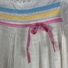 Vintage White Polka Dot Girls Pleated Dress Pink Yellow Blue Striped Bow