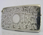Beautiful English Solid Sterling Silver Card Case 1915 Antique