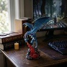 Dragon Statue Fantasy Figurines Gothic Game Room Decor Dark Blue