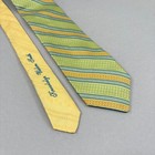 Robert Graham Tie Striped Green Orange Silk Geometric Necktie Luxury Designer