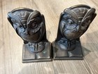 Heavy  Classy  Pair Of 5 5 In Antique Vintage Bronze Owls On Books Bookends