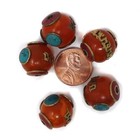 5 Loose Orange Phenolic Resin Tibetan Beads