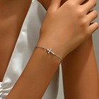 Cross Bracelet For Women White Gold Dainty Tiny Cross Beaded Link Chain Minimali