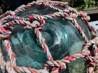 Japanese Glass Fishing Float Rare 11  Light Green With Double F Mark