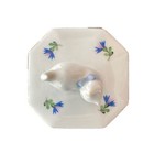 Herend White Cat Trinket Box Flower Design 2 5  Tall Hand Painted