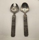 Vtg Konge Tinn Pewter Heilag Olav Serving Utensils Spoon   Fork Viking Norwegian