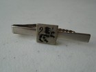 Royal Regal Lion Tie Bar Clasp Clip Silver Tone W black Vintage Classy Stylish