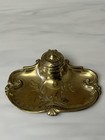 Antique Brass Ink Well Art Nouveau Floral