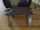 Vintage Camel Saddle Hand Made Carved Wood Foot Stool Ottoman Unique Decor 30x12