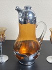 1930s Farber Bros Amber Cambridge Glass Cocktail Shaker Set