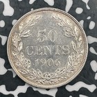 1906-h Liberia 50 Cents Lot jm2277 Silver  Nice Details  Old Cleaning