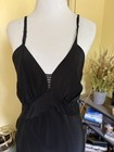 Vintage 1940s Black Rayon Slip Dress Size 36 New Old Stock Lace Trim Bias C