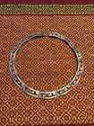 Taxco Silver Choker collar Necklace  Tribal Aztec Link Overlay  38 9 G  Signed