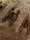 Vintage Antique Cabinet Hinges  Hammer Copper Look   see Pics  Price Is For Each