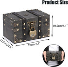 Wooden Treasure Chest With Lock  Vintage Pirate Chest Keepsakes Box For Kids Gif