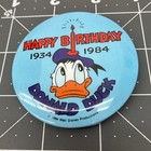 Vintage Walt Disney Donald Duck Happy Birthday 1934 - 1984 2 5  Button Pin Back