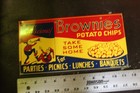 Scarce 1930 s Brownies Potato Chips Painted Metal Sign General Store Elves Pixie