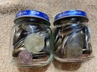 Vintage Token Lot In 2 Glass Jars 1 5 Pounds Of Tokens Total Great Mix