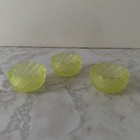 3x Vintage Uranium Vaseline Glass Pineapple Salt Cellar Dip Dish Uv Green Glow
