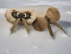 Vintage Genuine Fur Mink Shoe Clips barrette hair Clip 