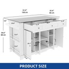 60  Kitchen Island W  Stainless Steel Top Dropleaf Storage Drawer Power Outlet