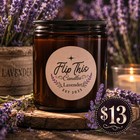 100  Soy Wax Lavender Candle In Amber Glass Jar   Hand Poured   Long Lasting   