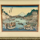 Original Japanese Woodblock Print By Utagawa Toyoharu        eitai Bridge  Fukagawa   