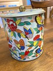 Daher Decorative Ware Metal Storage Tin Box Colorful Floral   Butterfly Motif
