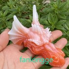 3 5  Luminous Stone Pink Dragon Skull Carved Quartz Crystal Gift Healing 1pc