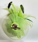 Green Flower Feather Pearl Hair Clip Pin Fascinator Party Head Costume