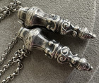 Antique Victorian Dutch 835 Silver Needle Guard Long Chain