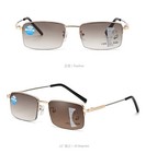 Retro Gold Metal Men Business Half Rim Photochromic Progressive Reading Glasses