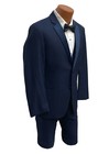 Boys Ike Behar Navy Blue Tuxedo Suit With Pants Satin Notch Lapels Size 3