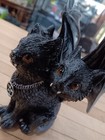 Three-headed Gargoyle Cat Figurine Gothic Resin Statue W  Wings  Pentacle