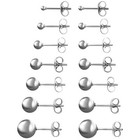 7 Pairs Set Assorted Size Stainless Steel Round Ball Stud Earrings For Men Women