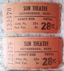 Gothenburg  Nebr  Sun Theatre 4 Vintage Movie Ticket Stubs -mm-1-c