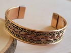 Solid Copper 2 Tone Wide Bangle Cuff - Copper  Braided Cuffed Bracelet