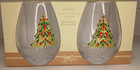 Ridgefield Home Stemless Wine Glasses Jeweled Christmas Tree 22oz Set Of 2 New