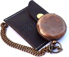 Brass Pocket Compass With Chain And Leather Case Vintage Style Hiking Travel