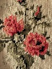 Vintage Cottagecore Needlepoint Large Roses Buds Floral Oval Wood Framed 7  X 9 