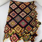 Granny Square Afghan Black Multi-color Crochet Throw Handmade Vintage 64  X 42