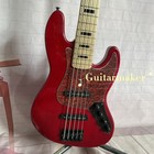 Red 5 String Jazz Electric Bass Guitar Maple Neck 20 Frets Basswood Body Solid