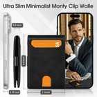 Men Slim Wallet Rfid Blocking Money Clip Bifold Minimalist Black